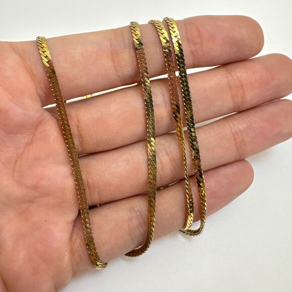 VTG Gold Tone Curb Link Chain Necklace Spring Ring Clasp Size 30" Length - Picture 13 of 15